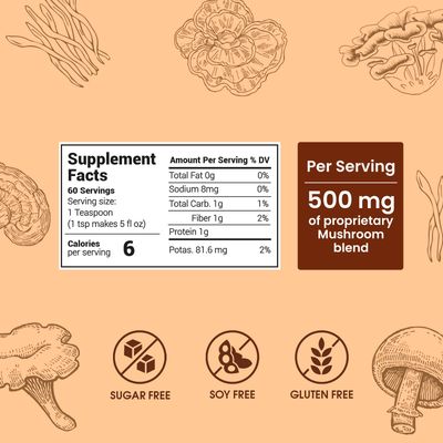 Mushroom Coffee (60 Servings) 10 Mushrooms (Lions Mane, Cordyceps, Turkey Tail & Other) Mixed With Gourmet Arabica Instant Immune Boosting Coffee for Focus & Gut Health Support
