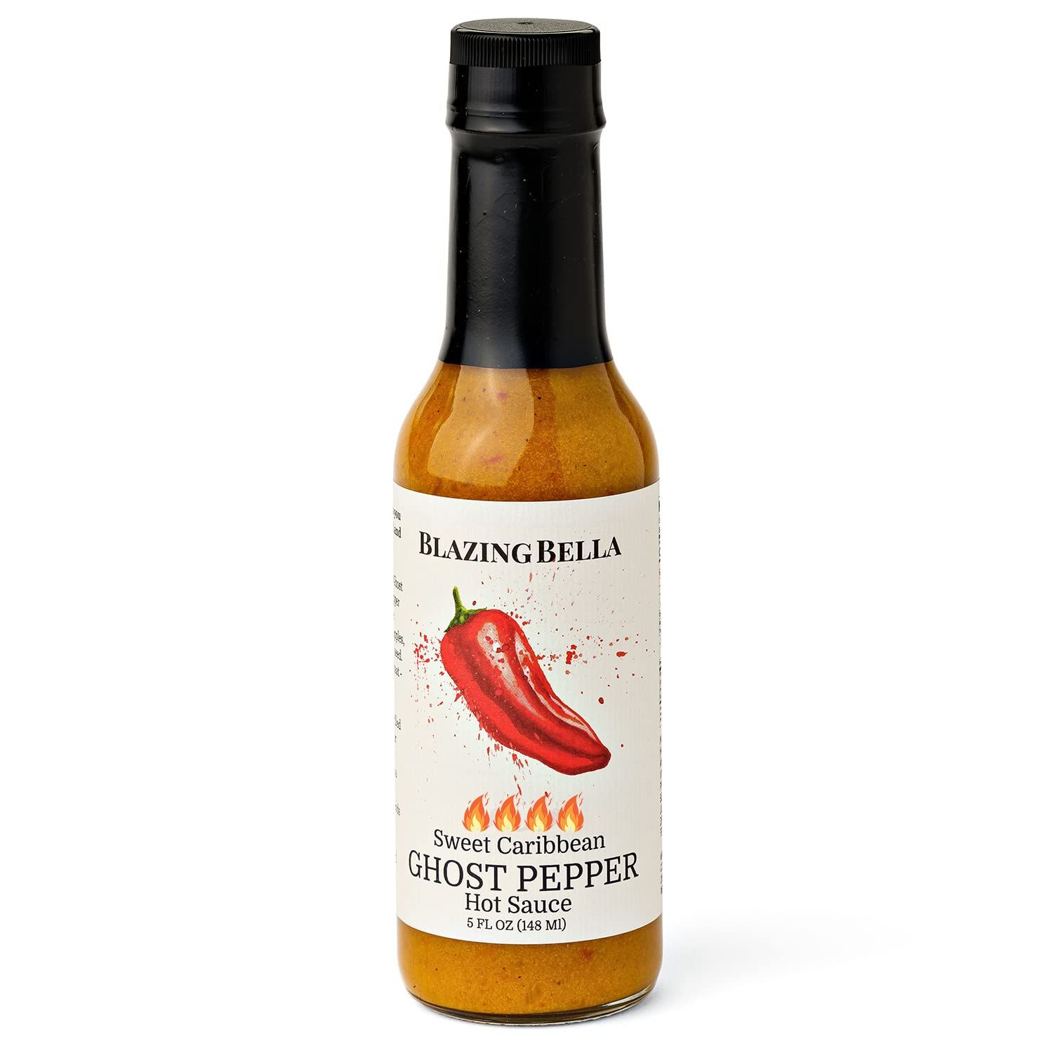 Blazing Bella Hot Sauce (Sweet Caribbean Ghost Pepper, 5 Fl Oz (Pack of 1))