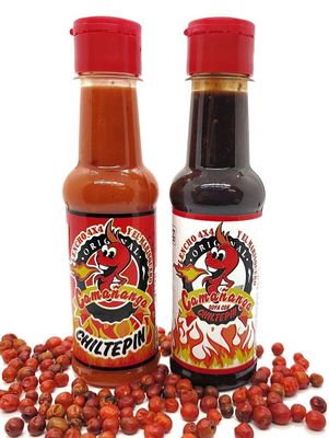 ( 2 pack ) Camananga Salsa Chiltepin Red, Camananga Tepin Red Seafood Sauce Original by Lencho 4x4 and Marisquero from Guasave Sinaloa, 5 oz