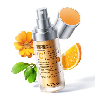 NING DERMOLOGIE Vitamin C Serum with Niacinamide &amp; Ethyl Ascorbic Acid: Brightening, Moisturizing Face Serum for Dark Spots Hyperpigmentation &amp; Anti-Aging Treatment Korean Synergy Formula 1.01oz