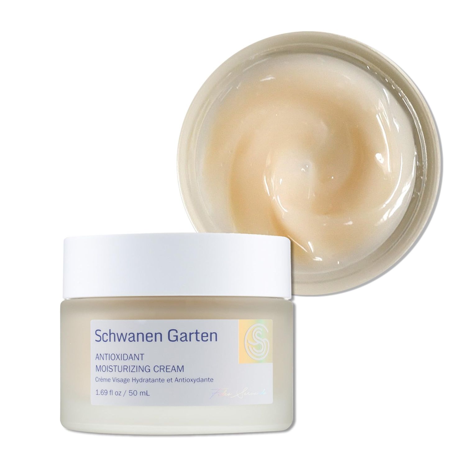 Schwanen Garten Moisturizing Cream 1.69oz / 50ml - Lightweight priming day moisturizer, Organically grown &amp; Handpicked ingredients, SG Antioxidant source, Vegan, Clean beauty, Korean skincare