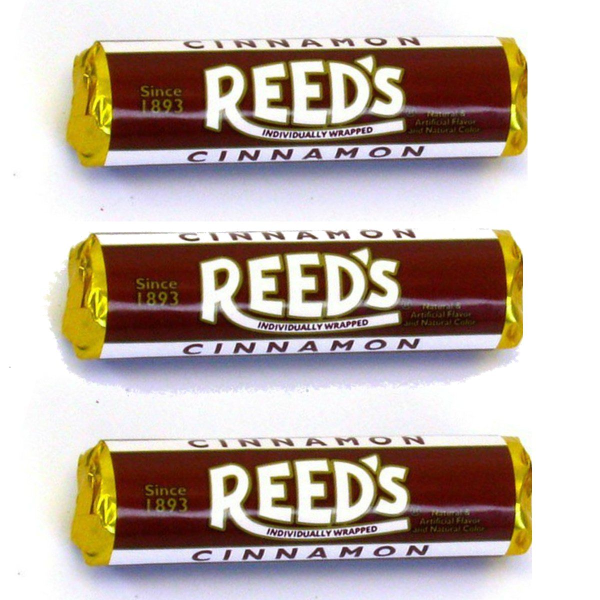 Reed&#39;s Classic Cinnamon Hard Candy - Individually Wrapped - Since 1893 (Cinnamon, Pack of 3)