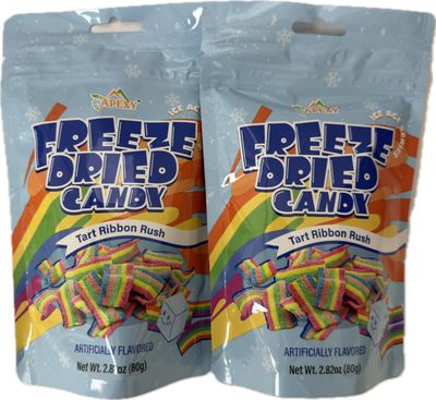 Apexy Freeze Dried Candy - Freeze Dried Rainbow Candy Assorted Flavor - Dehydrated, Crunchy, Colorful Treats &amp; Snacks for Kids &amp; Adults - Packed in a Resealable Pouch (Tart Ribbon Rush 5.64oz (160g))