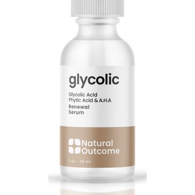 Natural Outcome Glycolic Acid/AHA 12% Renewal Serum Anti-Aging Exfoliating Facial Serum Increases Cell Turnover Leaving Behind Smoother Skin Clarifies Acne and Rejuvenates Skin 1 Oz
