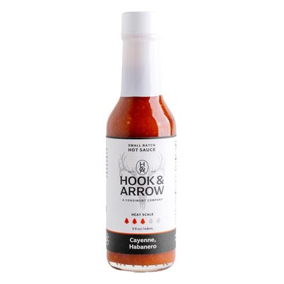 Cayenne, Habanero Hot Sauce by Hook &amp; Arrow - Fresh Garlic, Medium/Hot Spice, Gluten-Free, Paleo, Vegan, Low Sugar, Low Carb Hot Sauce - 5 fl oz