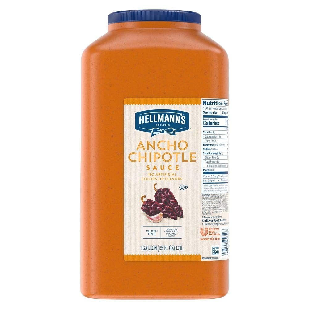 Hellmann&#39;s Real Ancho Chipotle Sauce Jug Vegetarian, Gluten Free, No Artificial Flavors or Colors, 1 gallon (Pack of 1)