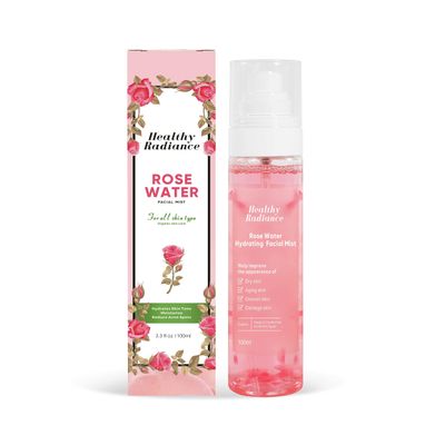 Rose Water Spray for Face Korean Rose Water Spray with Glycerin Rose Rugosa Organic Flower Floated Mist Toner- Facial Toner for Women- Cruelty Free- Rose Scent- 100ml