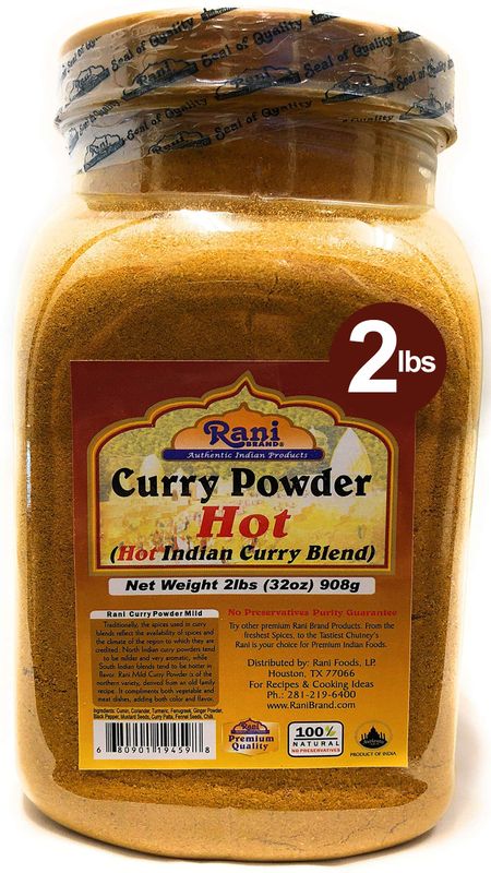 Rani Curry Powder Hot (11-Spice Authentic Indian Blend) 32oz (2lbs) 908g PET Jar All Natural Salt-Free Vegan No Colors Gluten Friendly NON-GMO Indian Origin