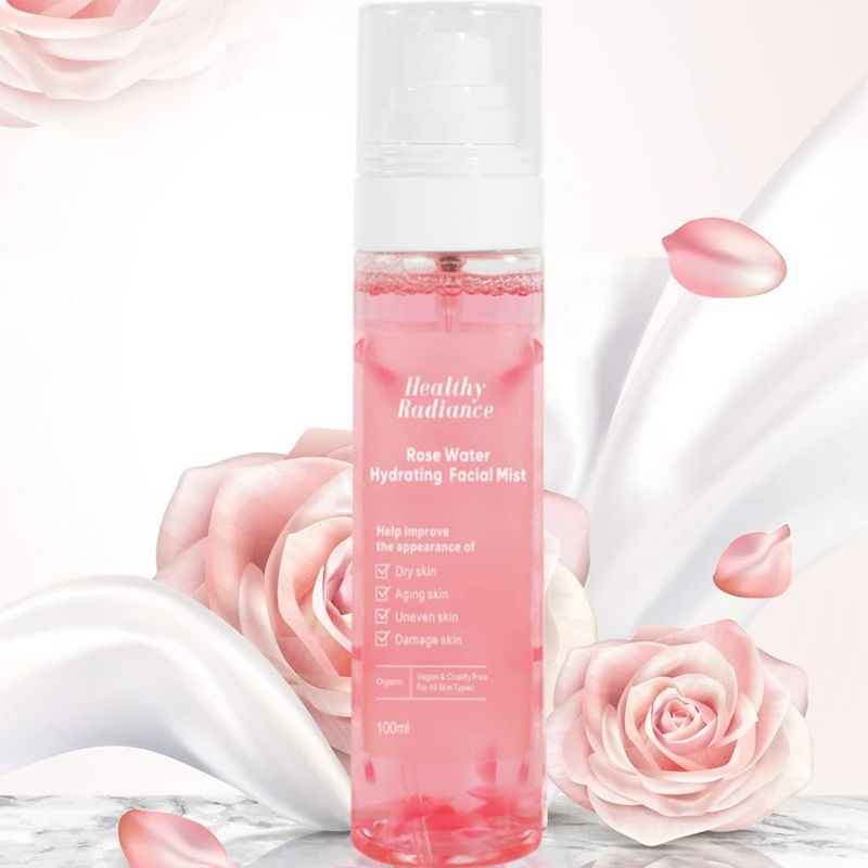Rose Water Spray for Face Korean Rose Water Spray with Glycerin Rose Rugosa Organic Flower Floated Mist Toner- Facial Toner for Women- Cruelty Free- Rose Scent- 100ml