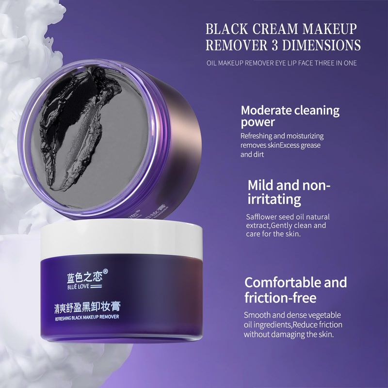 BLUE LOVE Waterproof Makeup Remover Cleansing Cream for Eyes, Face &amp; Lips - Deep Cleaning Moisturizing Balm, Gentle Makeup Melting for All Skin Types