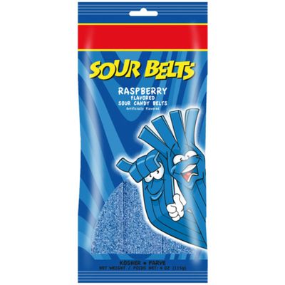 Snacktery Raspberry Sour Belts - Vibrant &amp; Tangy Blue Raspberry Sour Strips - Non GMO, Vegan &amp; Kosher Blue Raspberry Sour Candy - 4 Ounce Pack
