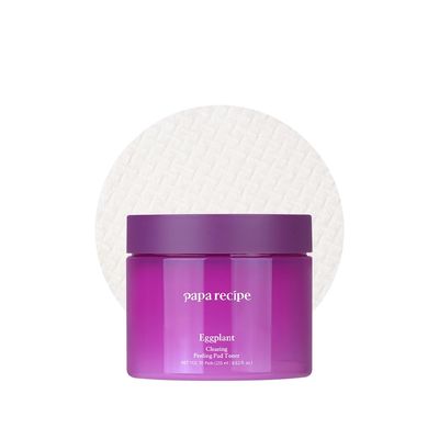 Papa Recipe Eggplant Clearing Peeling Pad Toner 70pads, Dual-Textured Facial Toner Pads for Exfoliation and Pore Care, Improve Skin Texture, Korean Skincare