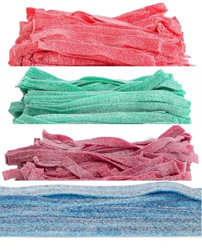 HolanDeli Assorted Sour Belts Candy, 1 Pound Bag. Sour Green Apple, Sour Strawberry, Sour Wild Cherry, Sour Blue Berry.