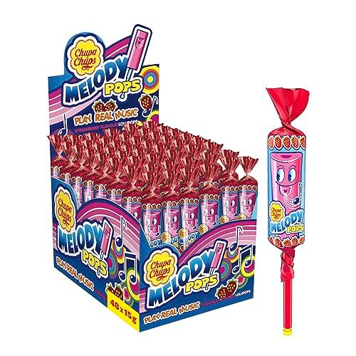 Chupa Chups&#39; Melody Pops - Strawberry 48 Pack/720g