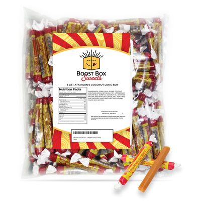 Atkinson&#39;s Long Boy Coconut Chewy Caramel Bulk Individually Wrapped Candy (3 Pound)