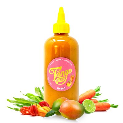 MANGO TANGO - Original Carrot Hot Sauce - Naturally Sweet Mango, Habanero &amp; Scotch Bonnet Pepper Sauce with Tangy Lime, Garlic - Traditional Honduran Family Recipe - Vegan, Gluten Free