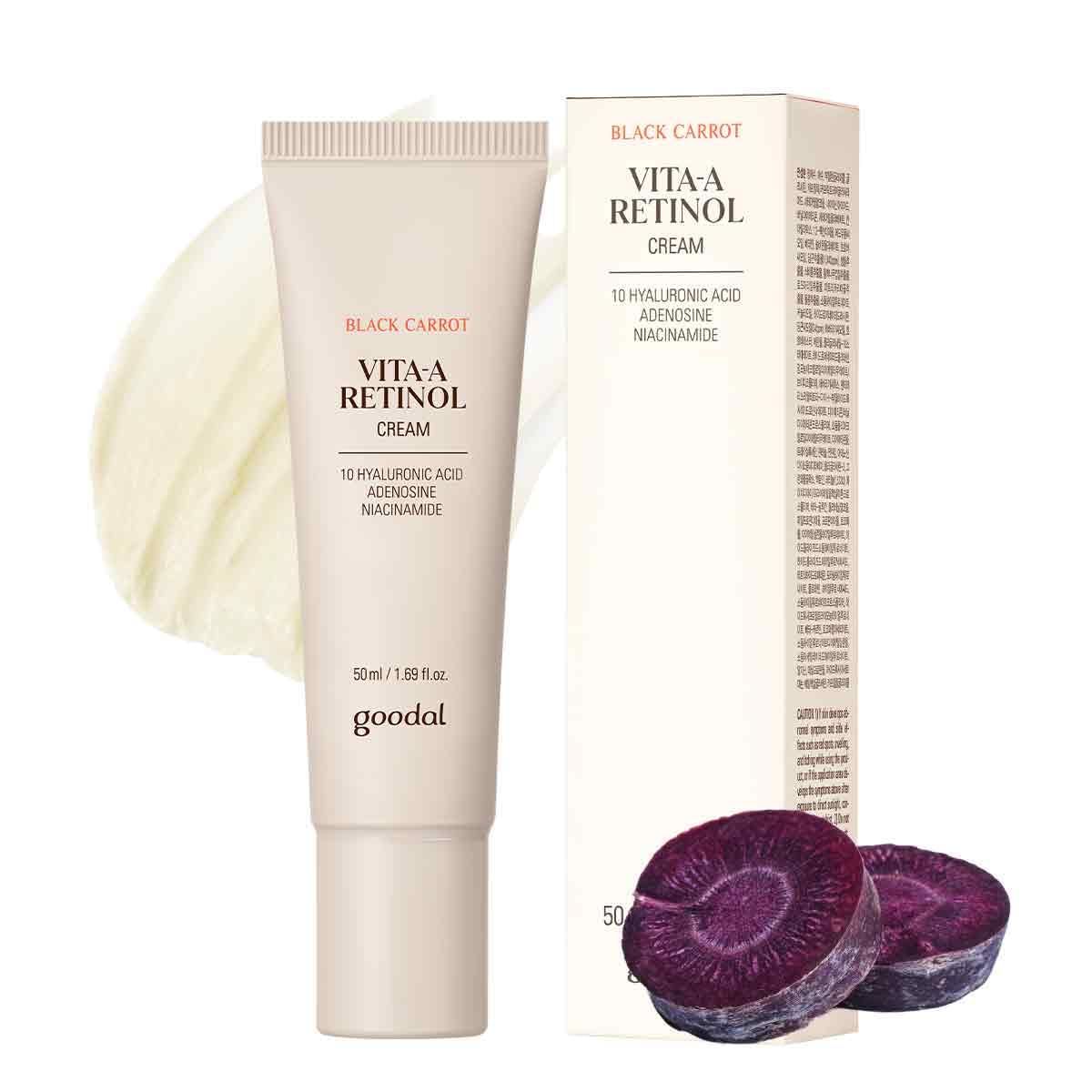 GOODAL Black Carrot Retinol Cream 1.69 fl.oz (50ml) - Beginner Friendly Korean Skin Care Moisturizer with Retinol, Niacinamide, Pore minimizer - 48H Lasting Hydration, Anti-Aging, Daily Cream