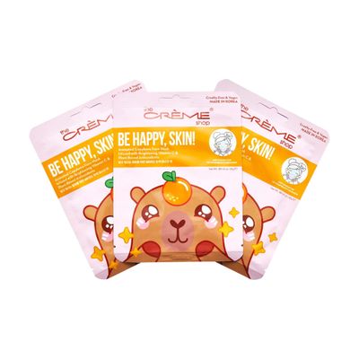 The Crme Shop Capybara Be Happy, Skin! Sheet Mask, Paraben-Free, Sulfate-Free &amp; Cruelty-Free Korean Face Mask, Face Sheet Mask (Set of 3)