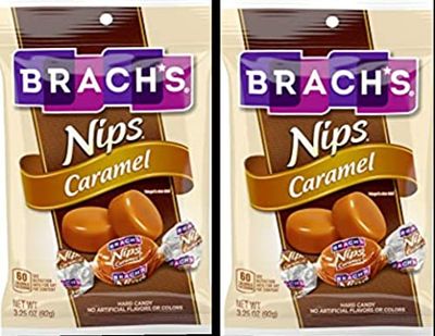 Brach&#39;s Nips Caramel Flavor 3.25oz bag 2-PACK Individually Wrapped Gluten Free Candy