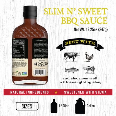 Rufus Teague - Sugar-Free BBQ Sauce Slim N' Sweet - Premium Barbecue Sauce - 12.25 oz. Bottle