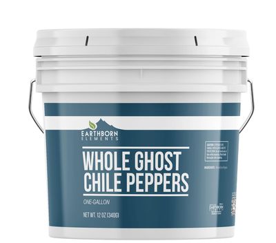 Earthborn Elements Whole Ghost Chile Peppers 1 Gallon Bucket, Extremely Hot, Dried Bhut Jolokia Peppers