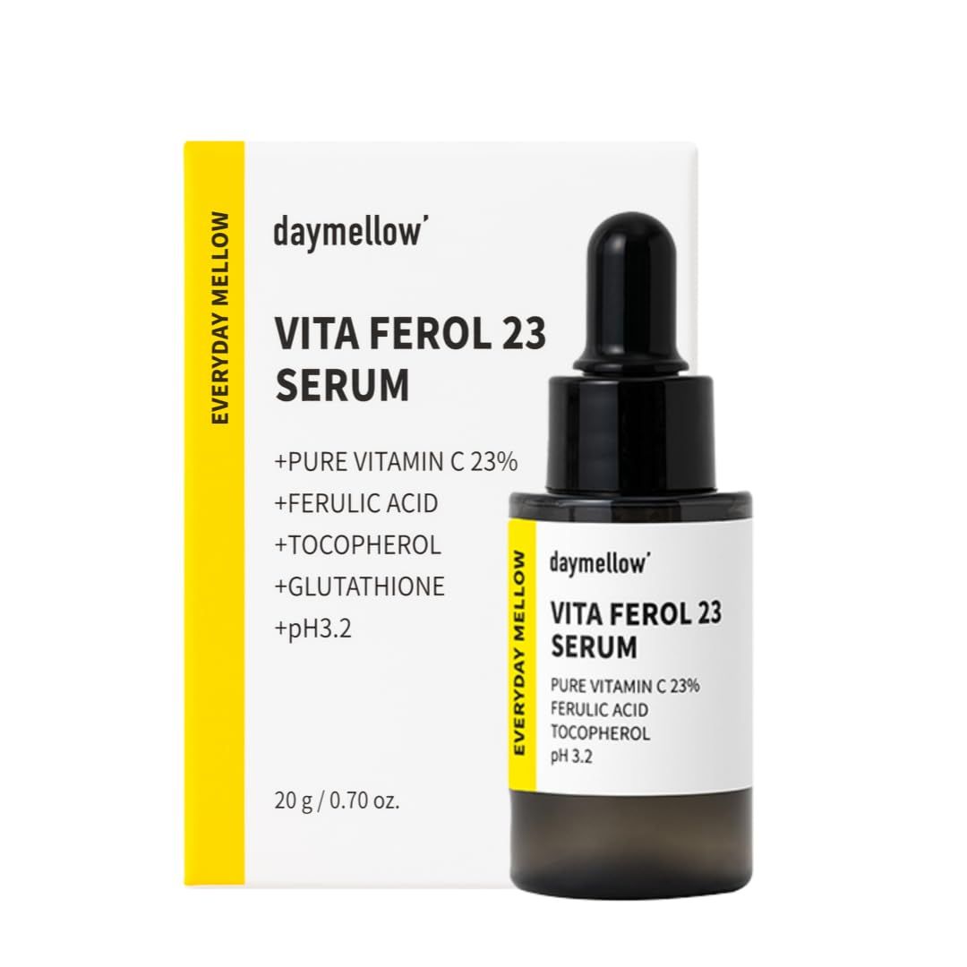 daymellow Vita Ferol 23 Serum 0.67fl.oz/20ml, Vitamin C Face Serum, Vitamin C 23%, Centella, Glutathione, Brightening, for Sensitive Skin, Acne, Dark Spots, Uneven Skin, brightening, Korean Skincare