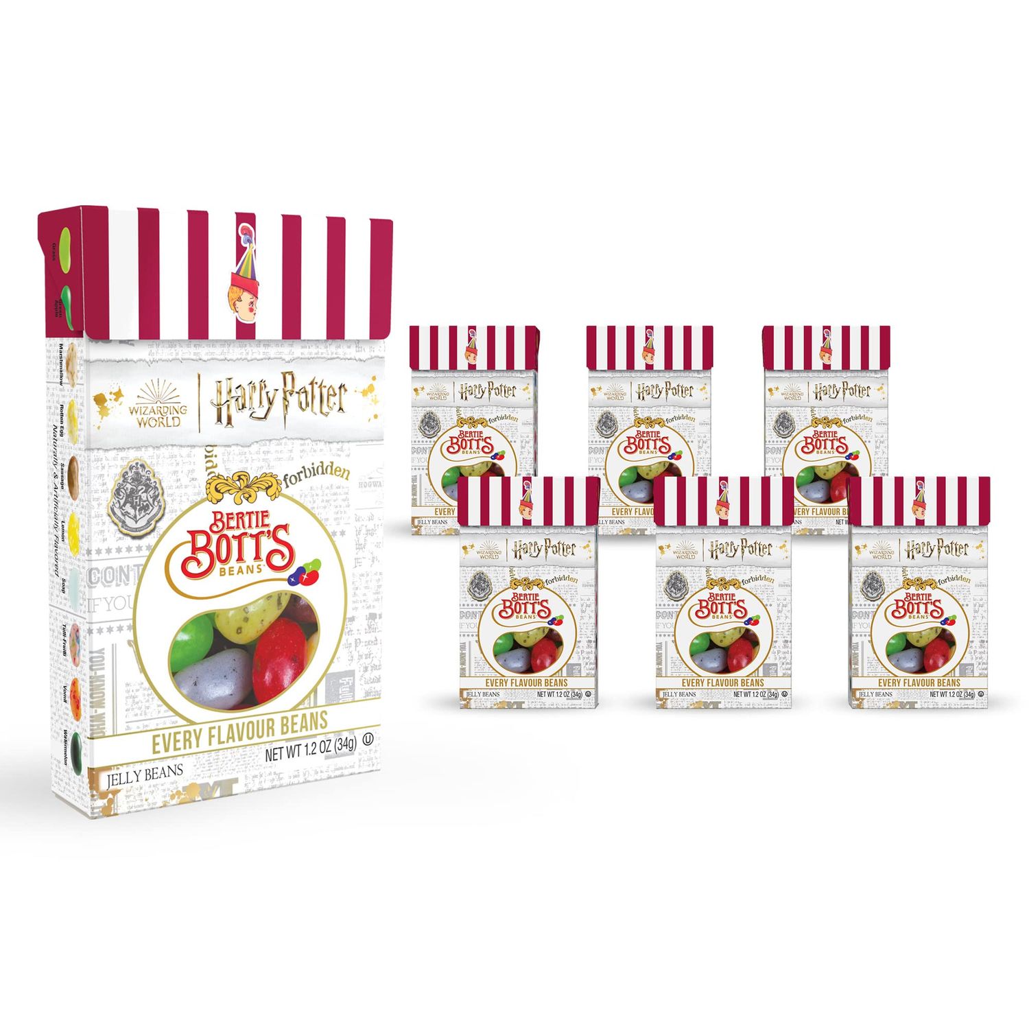 Harry Potter Bertie Bott&#39;s Every Flavour Beans, 1.2 oz Box, 6 Pack