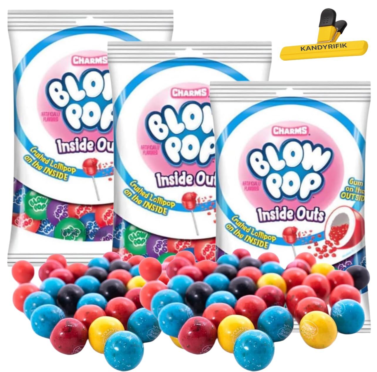 BLOW POPS Charms Blow Pop Gumballs Candy, INSIDE OUTS, 7oz - (3 PACK)