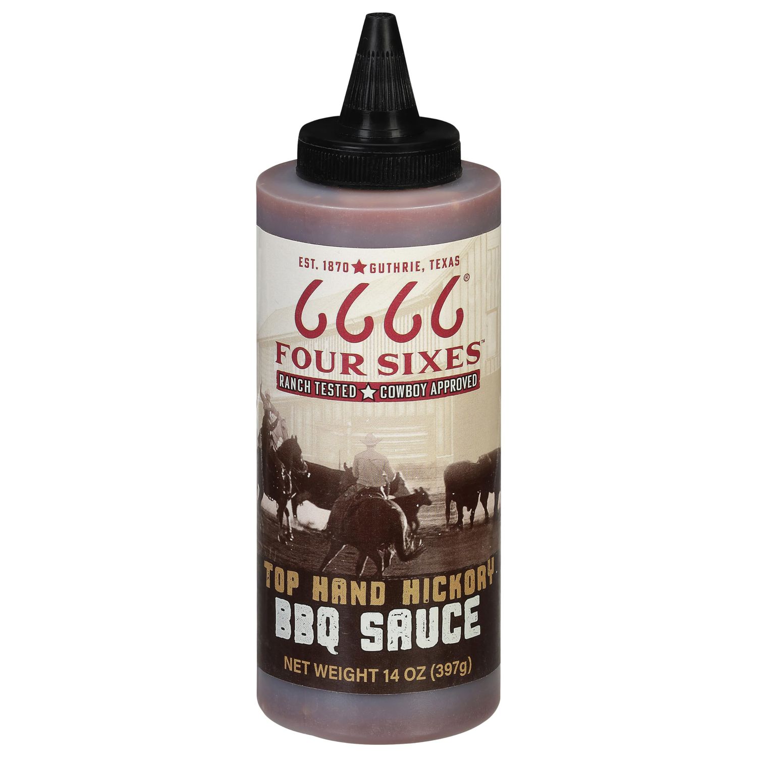 6666 Four Sixes Top Hand Hickory BBQ Sauce, 14 Ounce