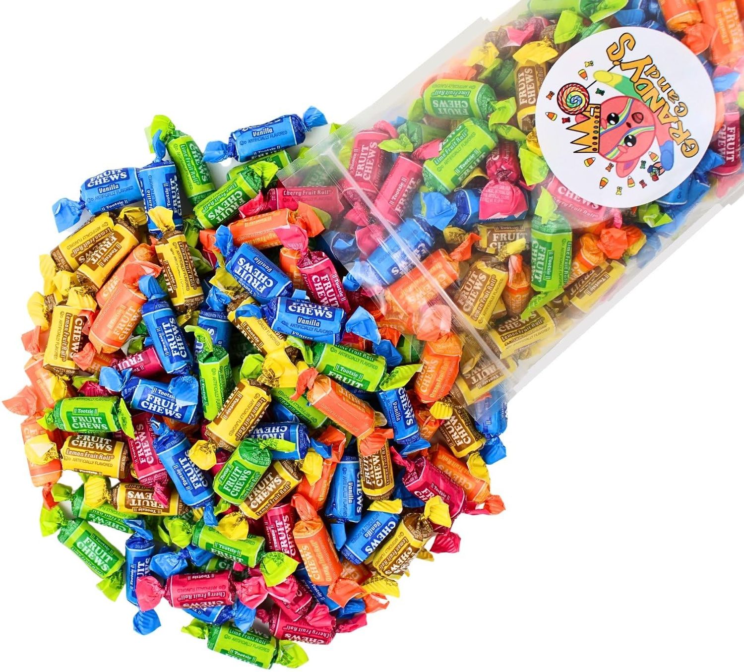 Mini Tootsie Roll Chews, Individually Wrapped, Bulk Candy, Fruit Flavored (1 Pound)