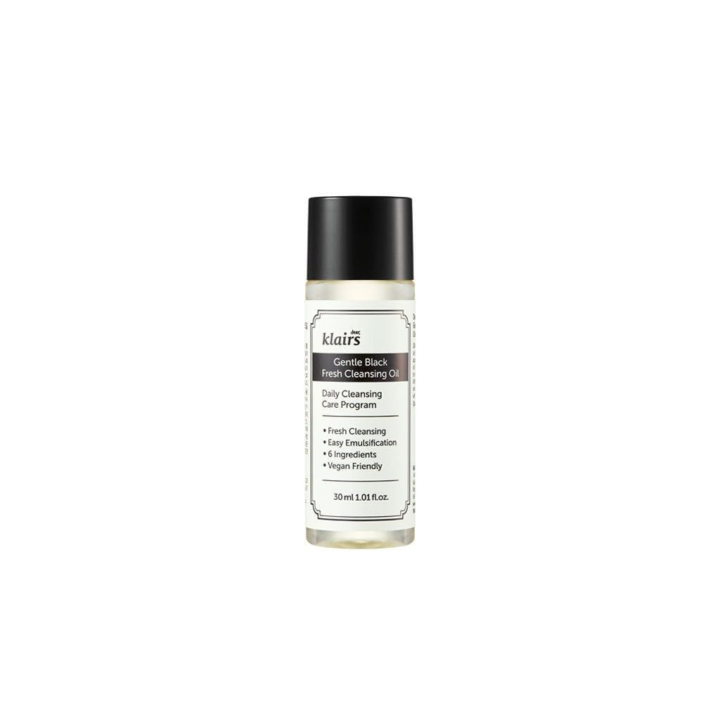 DearKlairs Gentle Black Fresh Cleansing Oil, a light and spreadable texture, only 6 ingredients (1.01 Fl Oz)