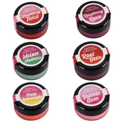 Jelique Nipple Nibblers Tingle Balm Variety Pack of 6 Sample Size Jars 3g Each (Strawberry, Raspberry, Melon, Root Beer, Pink Lemonade &amp; Bubble Gum), 6 Count (Pack of 1)