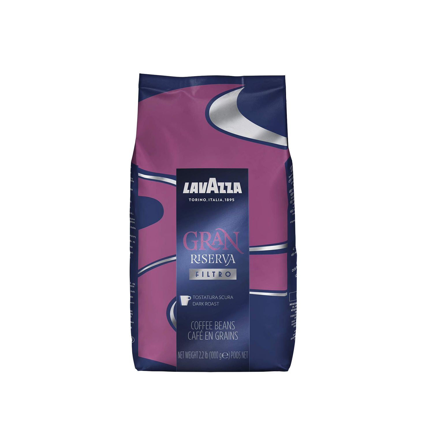 Lavazza Gran Riserva Filtro Whole Bean Coffee Dark Roast 2.2LB Bag, 100% Natural Arabica, Authentic Italian, Cocoa and Caramel aromatic notes