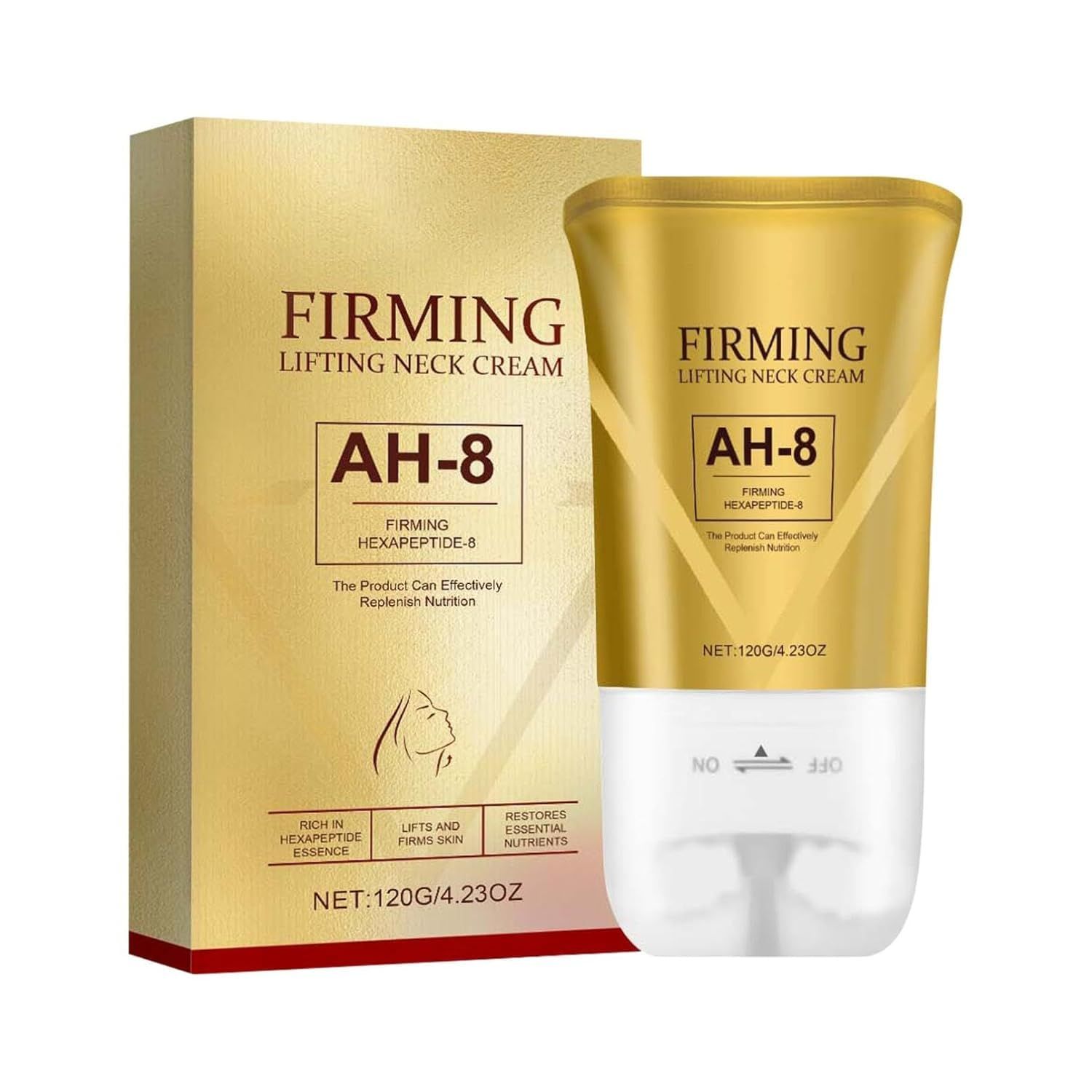 Disbus AH-8 Firming Neck Cream for Crepey Skin Body Care Comfort Neck Firming Cream with Roller, Anti-Aging Moisturizer for Neck and Chest, Skin Tightening Lotion