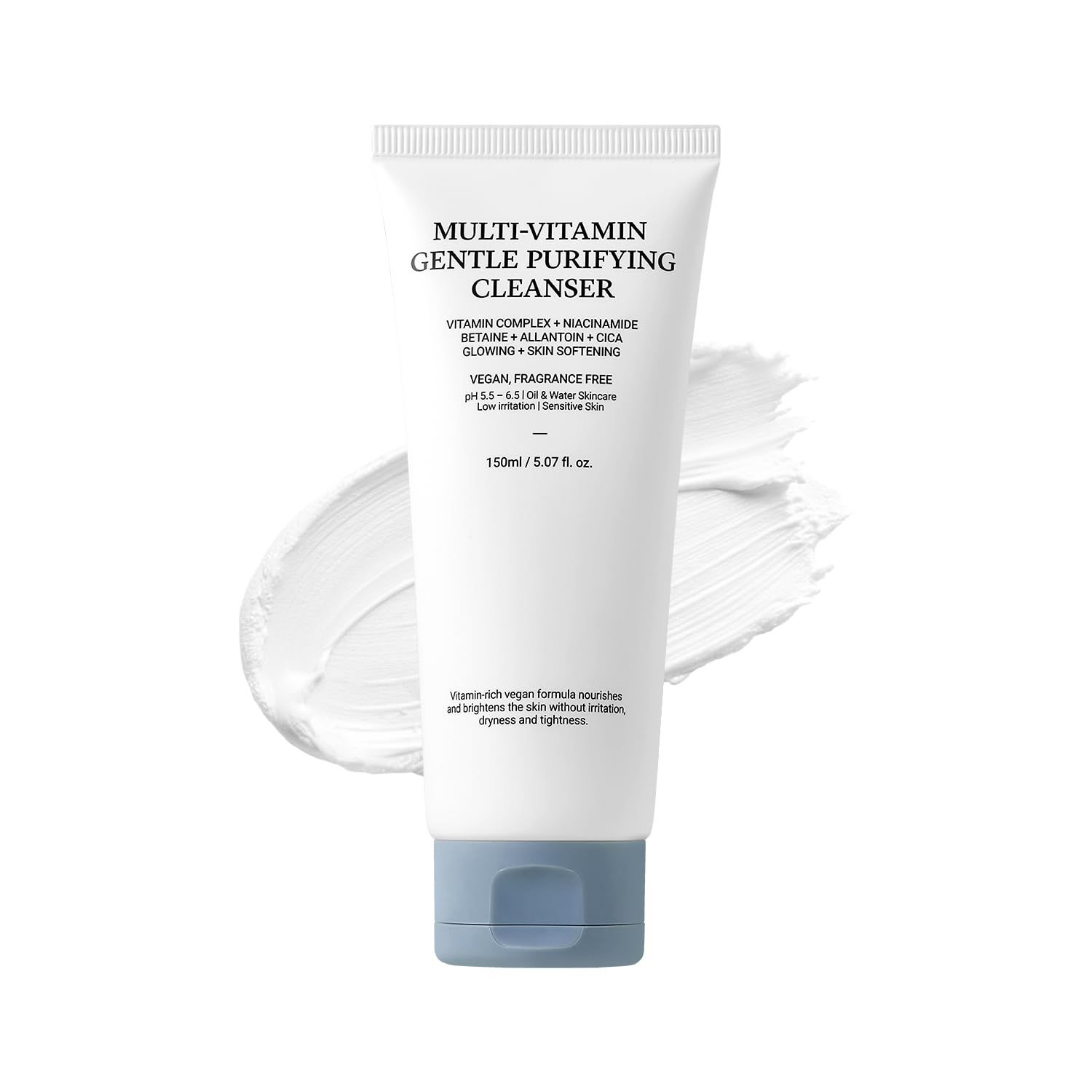 ASNO Muti-Vitamin Gentle Purifying Cleanser 150ml, Low pH for Sensitive Skin, Hydrating Vegan Facial Deep Cleansing with Fine Bubble, Centella Asiatica Panthenol Allantoin, Korean Skin Care