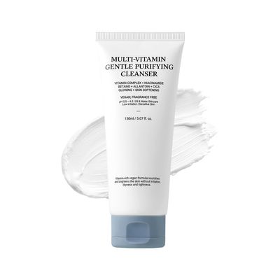 ASNO Muti-Vitamin Gentle Purifying Cleanser 150ml, Low pH for Sensitive Skin, Hydrating Vegan Facial Deep Cleansing with Fine Bubble, Centella Asiatica Panthenol Allantoin, Korean Skin Care