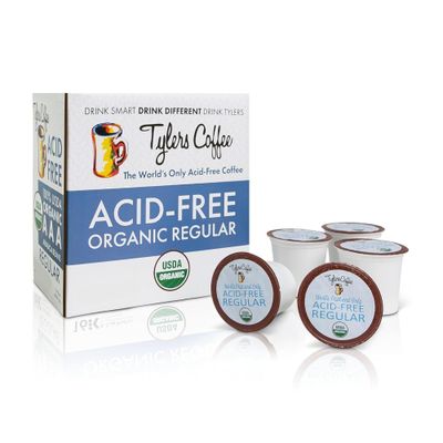 TYLERS COFFEE Acid-Free Regular Medium Roast Arabica K-Cups Coffee Pods - Natural, Organic Blend for Common GI Issues and Gentle on Digestion, Caffeinated K-Cup Coffee, 16 Count K-Pods