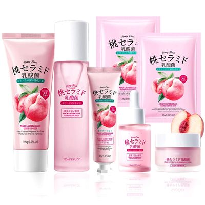 Peach Skincare Set, Peach Face Skin Care Set, Anti-aging Skin Care Routine Kit for Women Girls, Hydrating Facial Kit For Women,Travel Skincare Beauty Essentials, Vegan &amp; Organic