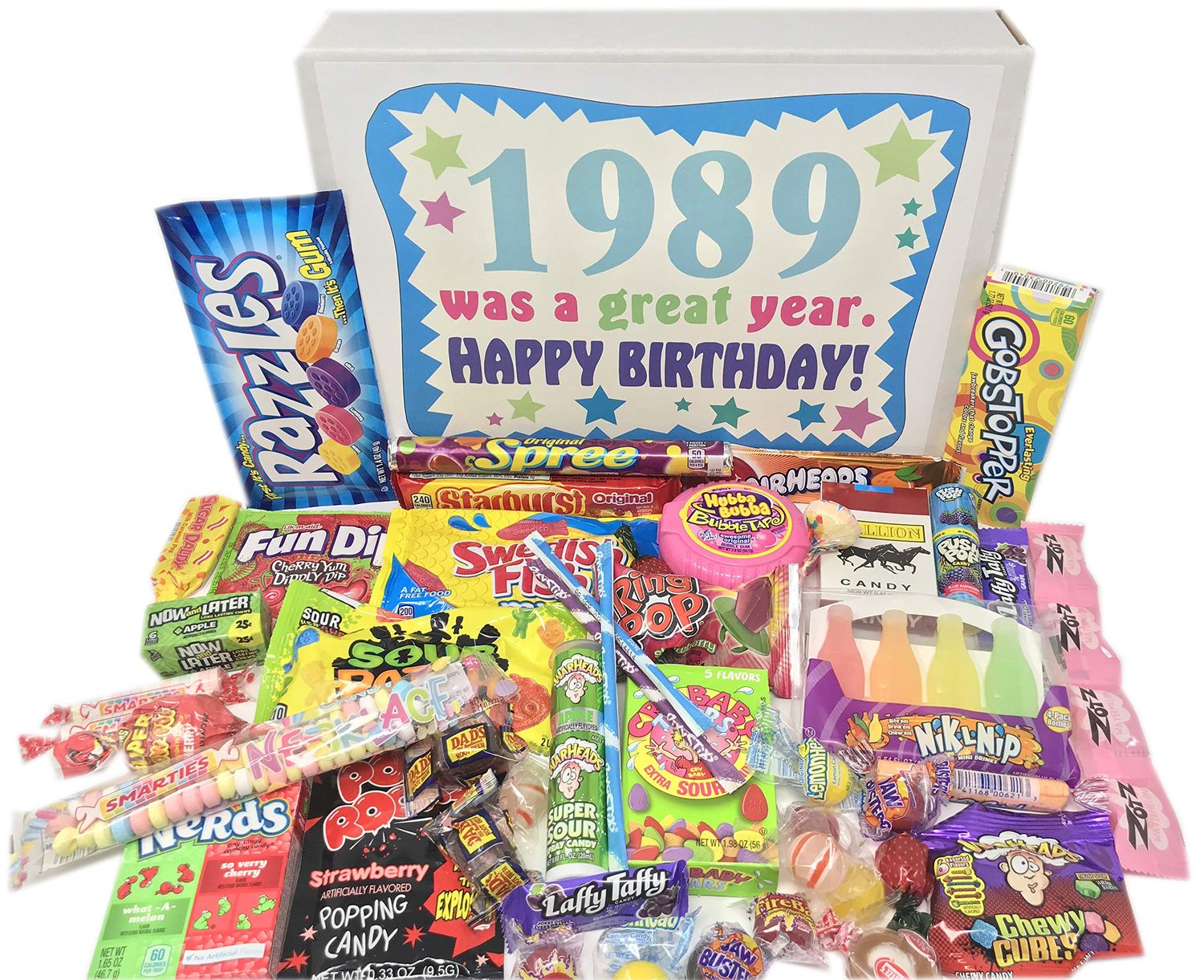 RETRO CANDY YUM 1989 36th Birthday Gift Ideas Nostalgic Candy Assortment from Childhood 36th Birthday Gifts for Men and Women 1989 Candy Box