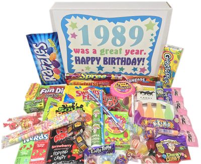 RETRO CANDY YUM 1989 36th Birthday Gift Ideas Nostalgic Candy Assortment from Childhood 36th Birthday Gifts for Men and Women 1989 Candy Box