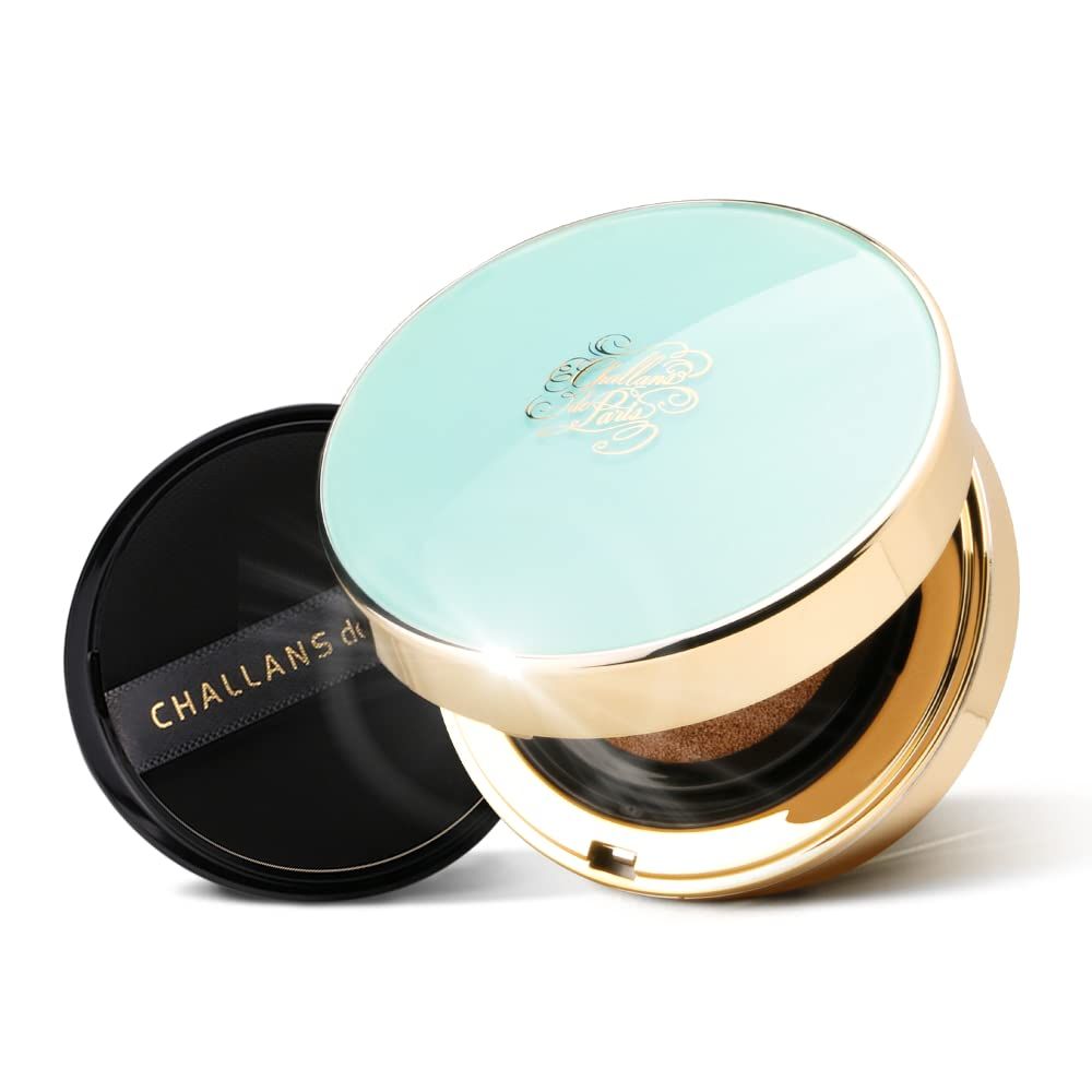 CHALLANS de PARIS Cushion de Lunar Cream Foundation - High Coverage, All-Day Wear, Lightweight Texture, Even Skin Tone, Hydrating Glow, Suitable for All Skin Types, 21 Bright Ivory, 0.53 oz