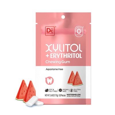 DC24 DAILY CARE Gum, Aspartame Free &amp; Sugar Free Gum, Xylitol Chewing Gum with Erythritol, Low-Calorie, Sugarless, Watermelon Flavored Gum, 50 Pieces (Pack of 1)