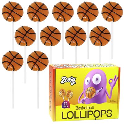 Basketball Lollipops Individually Wrapped - 12 Basketball Candy Suckers for Basketball Party Favors, Basketball Birthday, Basketball Party Supplies - Sports Candy