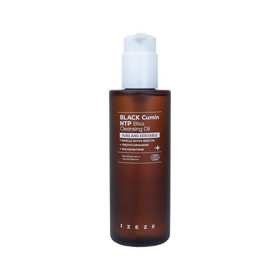 IZEZE Black Cumin NTP Bliss Cleansing Oil 6.76 fl.oz, 200ml Waterproof Makeup Remover, Blackheads and Sebum Care, Deep Cleansing, Thymoquinone, Nigella Sativa Seed Oil For Skin Health