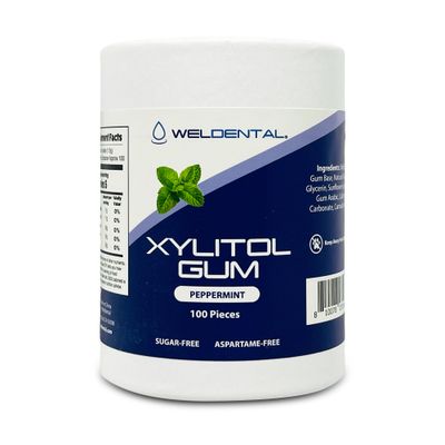 Weldental Xylitol Gum, Plastic Free Package, Cardboard tube and Compostable Bag (100 Count Refill, Peppermint)