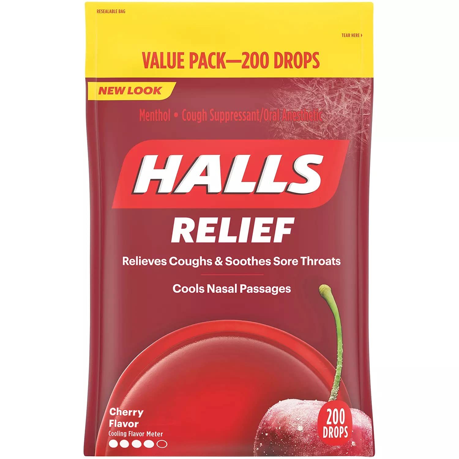Halls Triple Soothing Action, Cherry, 200 Drops