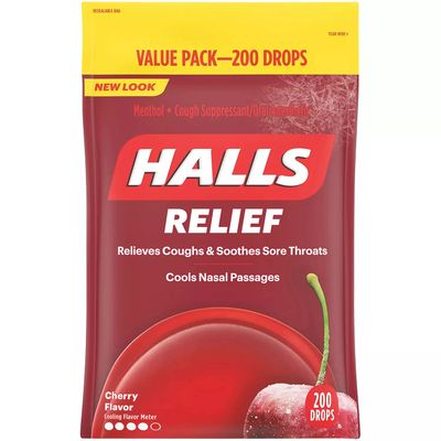 Halls Triple Soothing Action, Cherry, 200 Drops