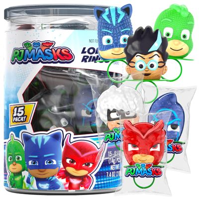 PJ Masks Lollipop Rings 15pk - Ring Candy For Kids For Pj Masks Birthday Party Supplies &amp; Pj Mask Birthday Decorations - PJ Mask Party Favors For Pj Mask Cake Topper &amp; Goodie Bags