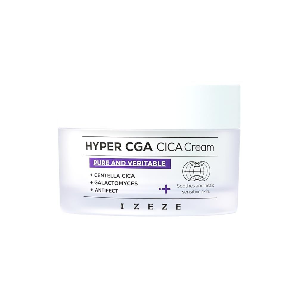 Izz IZEZE Hyper CGA Cica Cream 1.69 fl.oz, 50ml Centella Cica, Korean Skin Care Cream For Soothing, Sensitive Skin, Acne-prone Skin, Low-Irritation