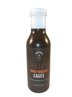 Habeeb&#39;s Gourmet Sauces Spicy Honey Braised Sauce Similar to Teriyaki (But Better) 12oz. Great on Meat-steak, fish and seafood, grains, veggies